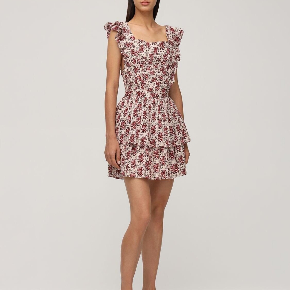 SIR THE LABEL DANTE RUFFLED COTTON MINI DRESS 0